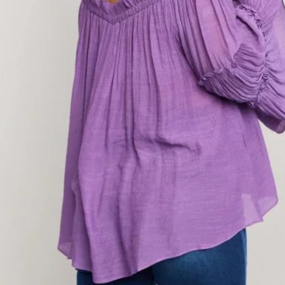 ee:some Frill Trim Off-Shoulder Bell Sleeve Blouse Lavender Brand New W/Tags Med - Picture 3 of 5